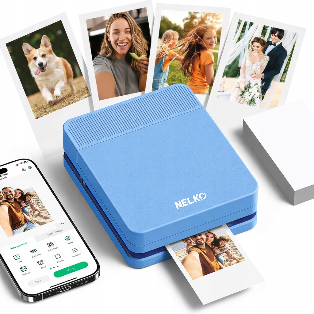 Drukarka Bluetooth NELKO PP03 Druk Zdjęć Kolor 600DPI do Telefonu Smartfona