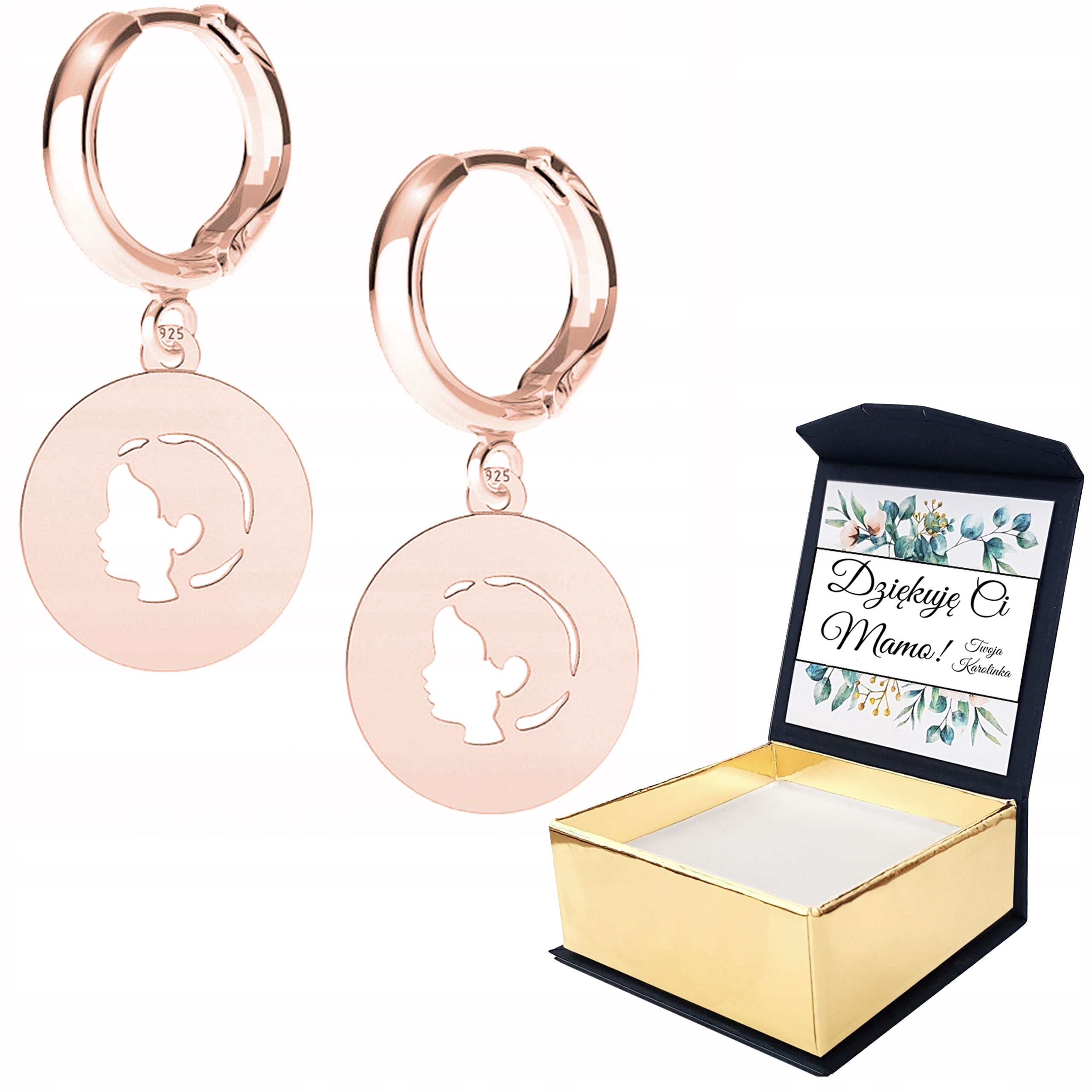 Náušnice růžové zlato 925 Chlapec Vlastní Potisk