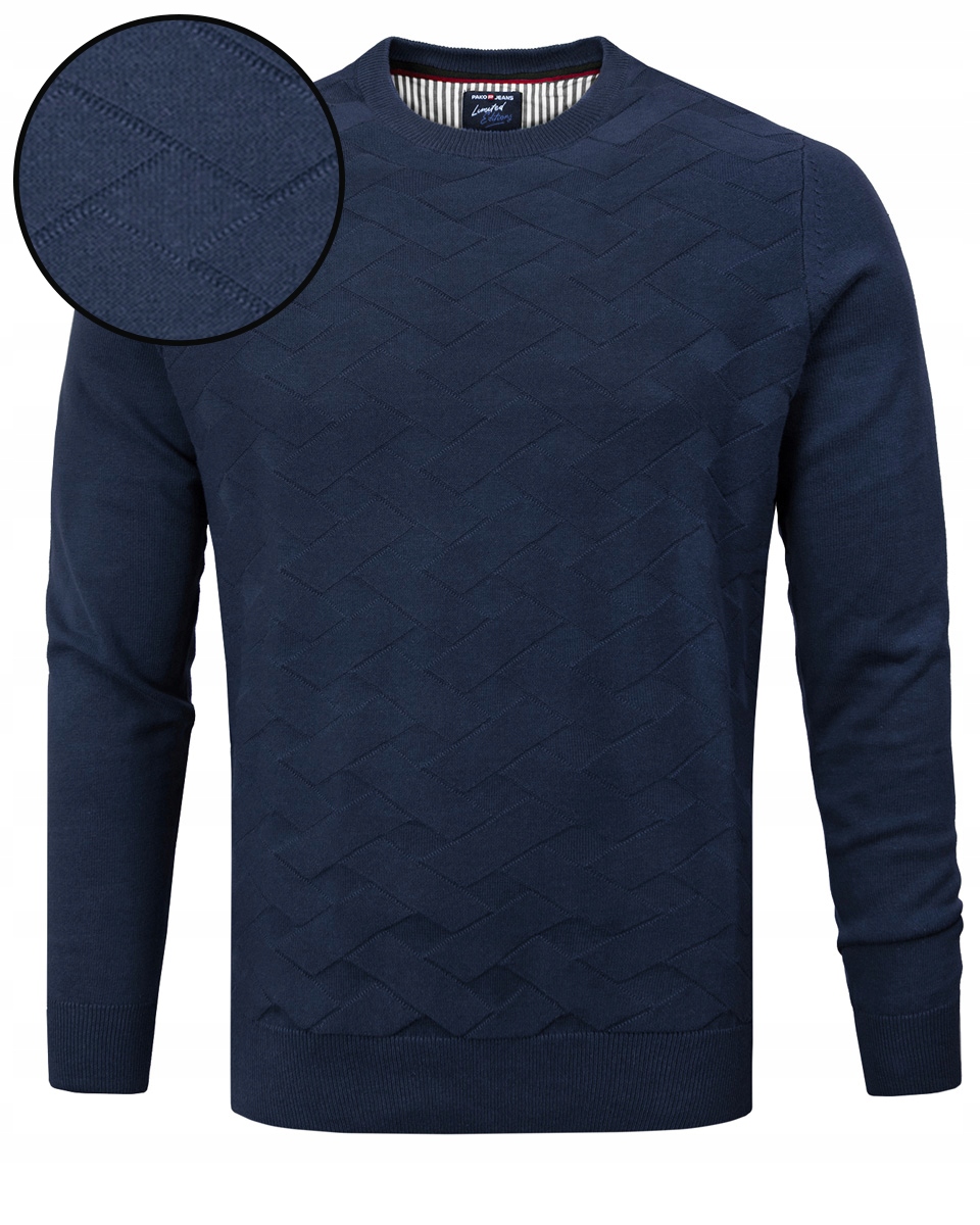 Elegantní pánský svetr Klasický Tmavě Modrý Bavlněný XXL Pako Jeans