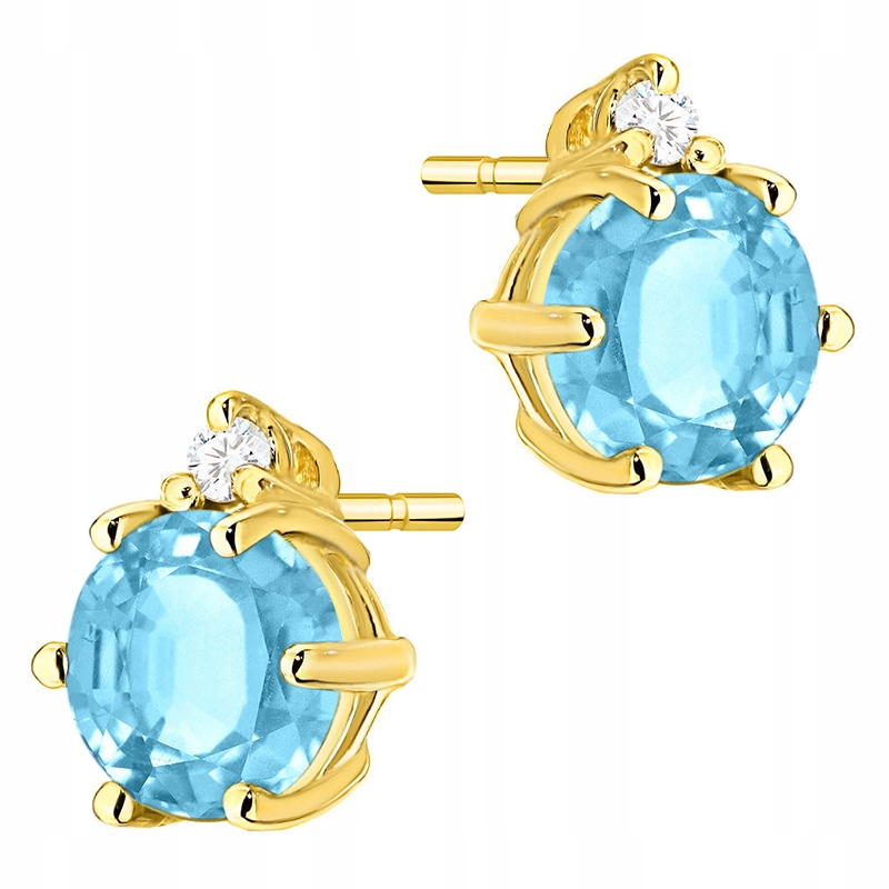 Zlaté Náušnice Dámské Štyft pr. 585 Topaz 1,00 ct a Brilianty 14k