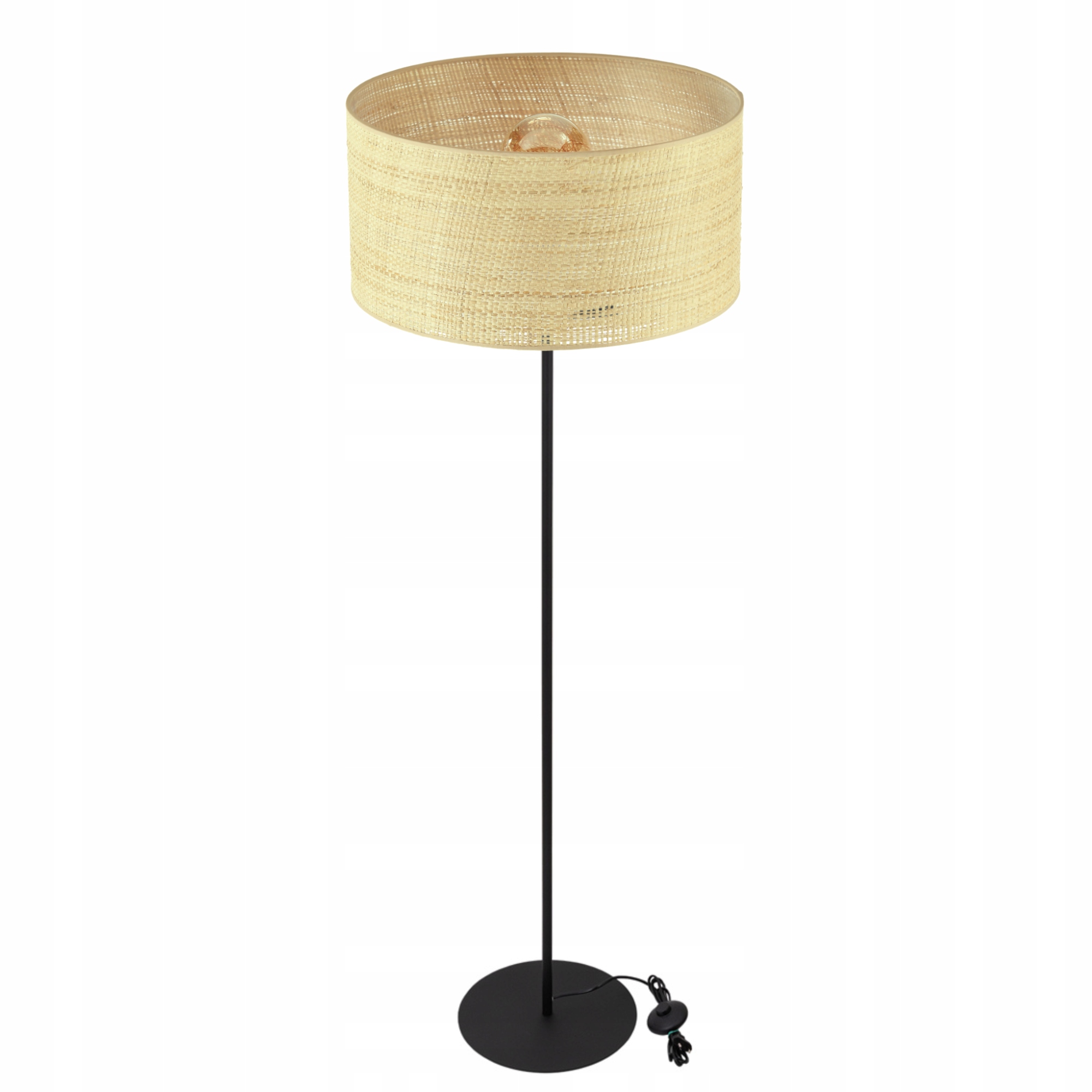 Ratanová Boho Stojací Lampa Podlahová Stínidlo Válec Ratan Ratanové Proutí