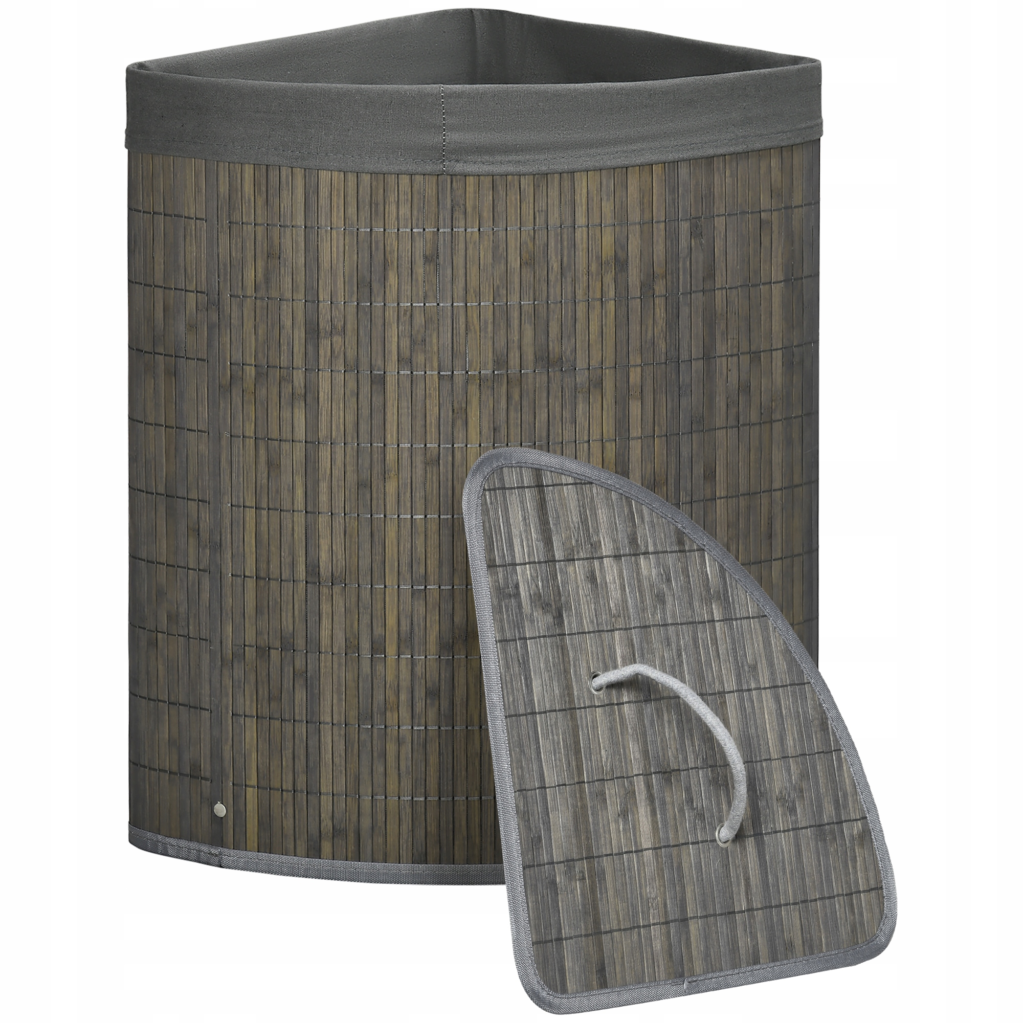 Elegantní šedý koš na prádlo Homcom 55L 38x38x57 cm bambusový