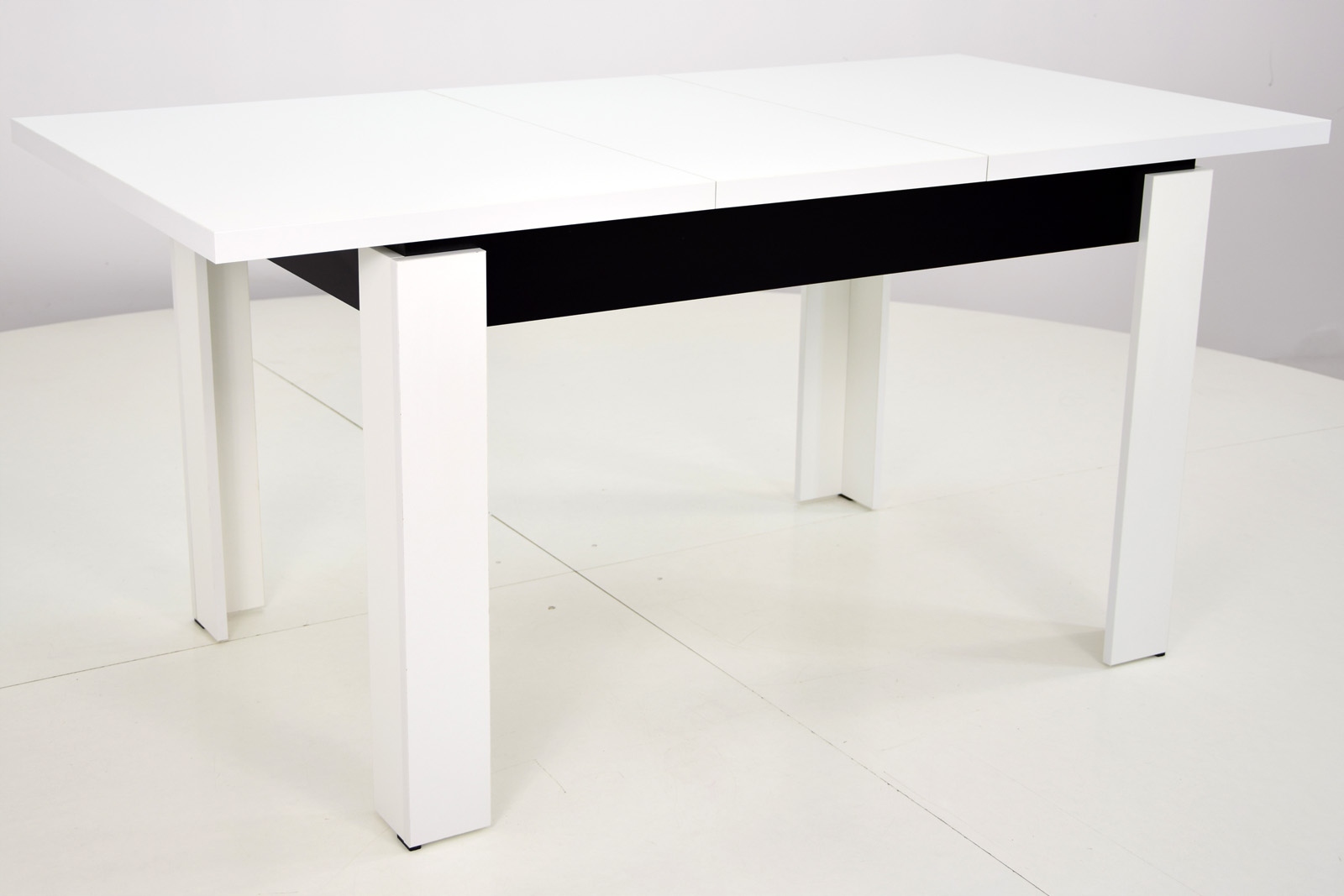 Nowoczesny BIAŁO-CZARNY stół 80x120/160 6 krzeseł Grubość blatu 3.2 cm