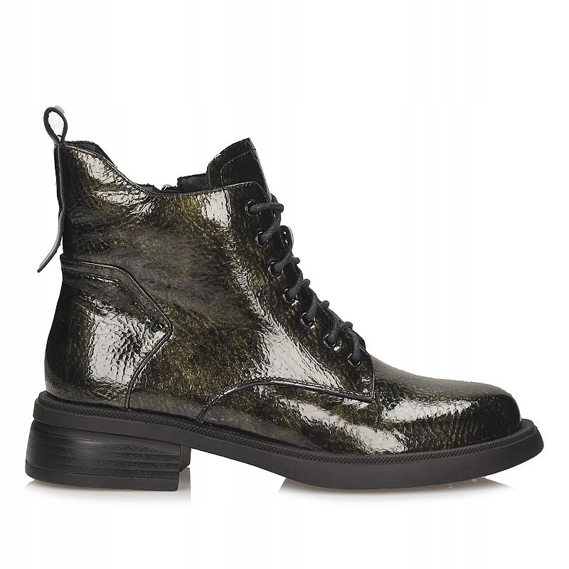 Stylové kožené dámské kotníkové boty na plochém podpatku S.Barski LZ52-954 Green