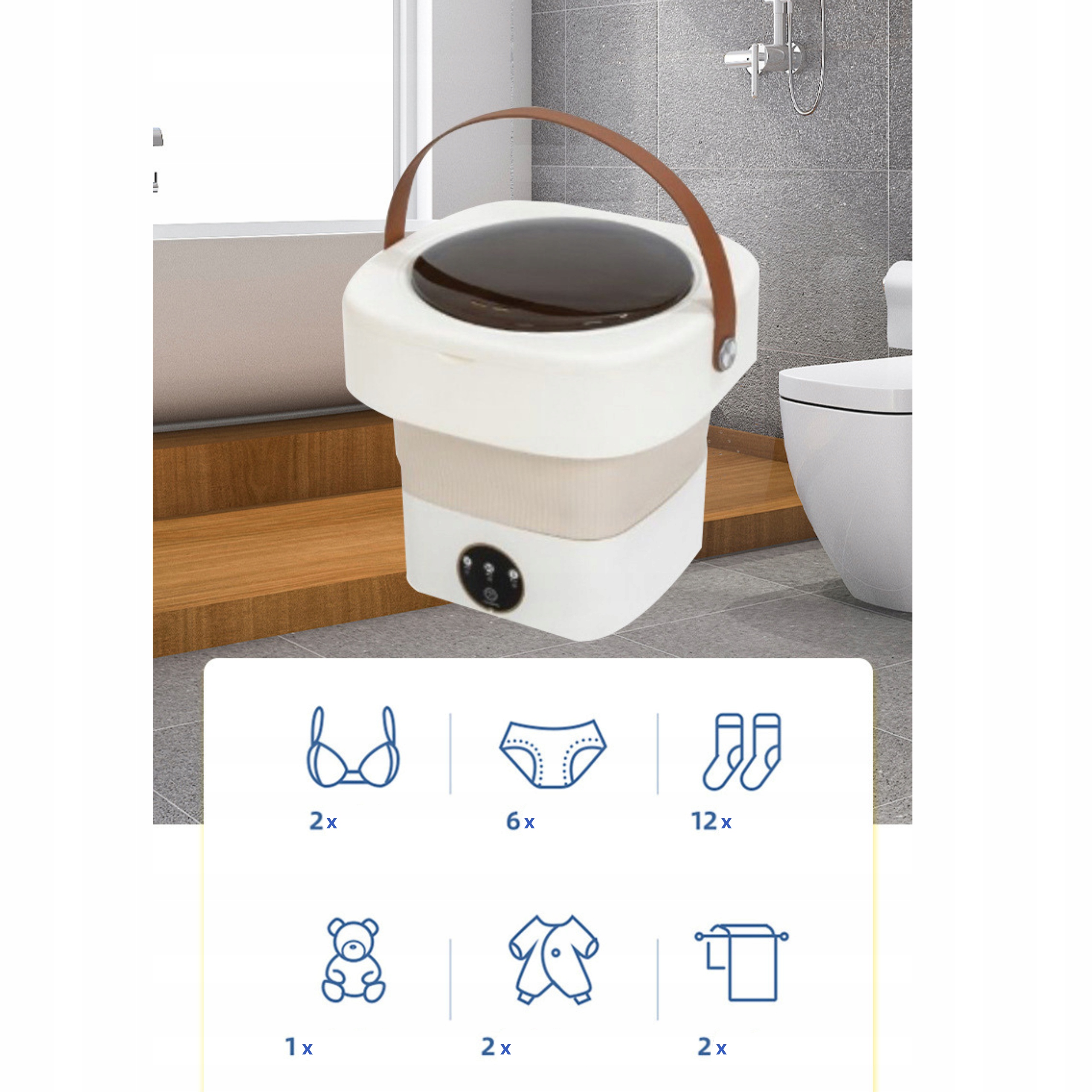 МІНІ ПОРТАТИВНА ТУРИСТИЧНА ПРАЛЬНА МАШИНА 11 Л СКЛАДНА АВТОМАТИЧНА З ВІДЖИМОМ Модель CAM5973