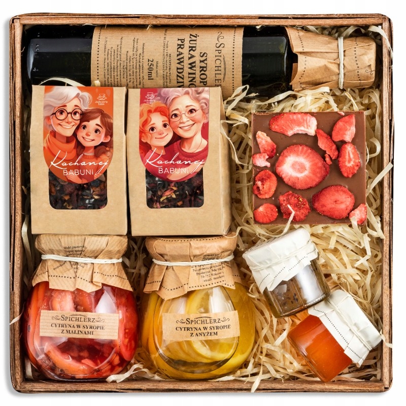 Kosz Prezentowy na Dzień Babci i Dziadka zestaw dla babci