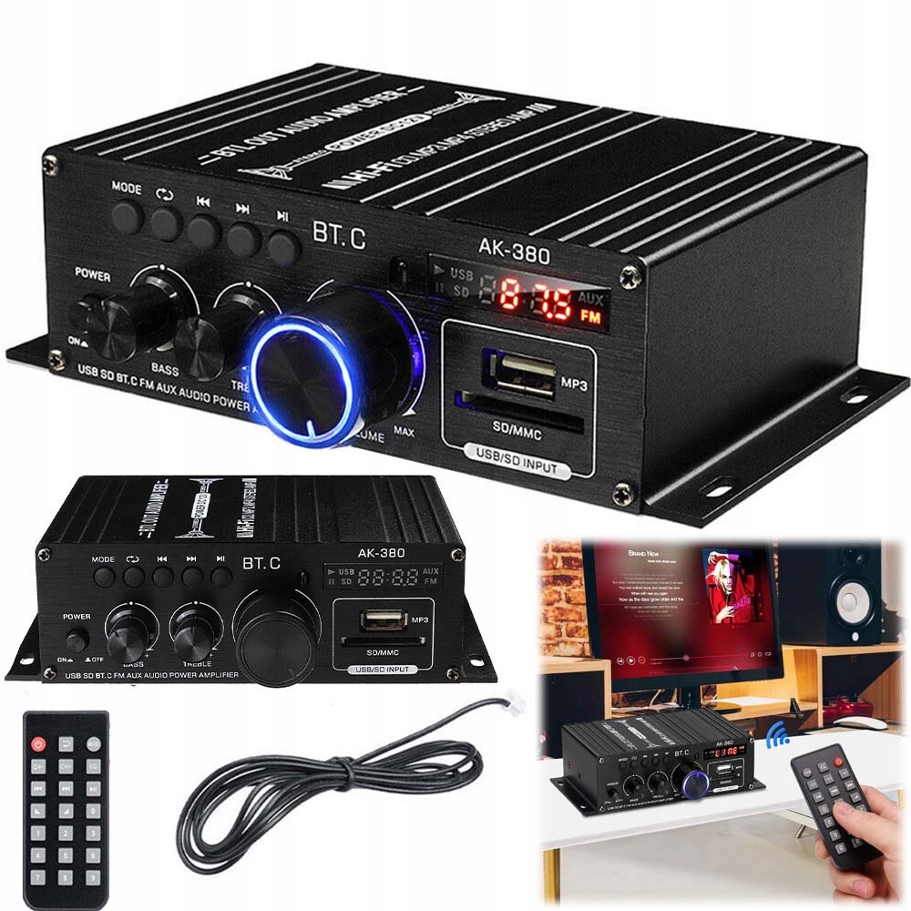40W Stereo Hifi Zesilovač S Dálkovým Ovládáním A Přenosným MIC Vstupem