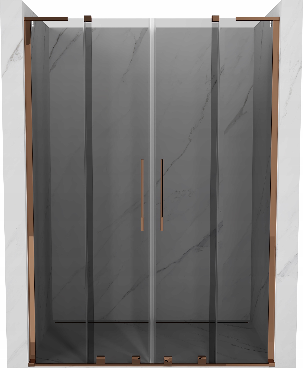 Mexen Velar L Duo sprchové dveře 140 cm, grafit/růžové zlato