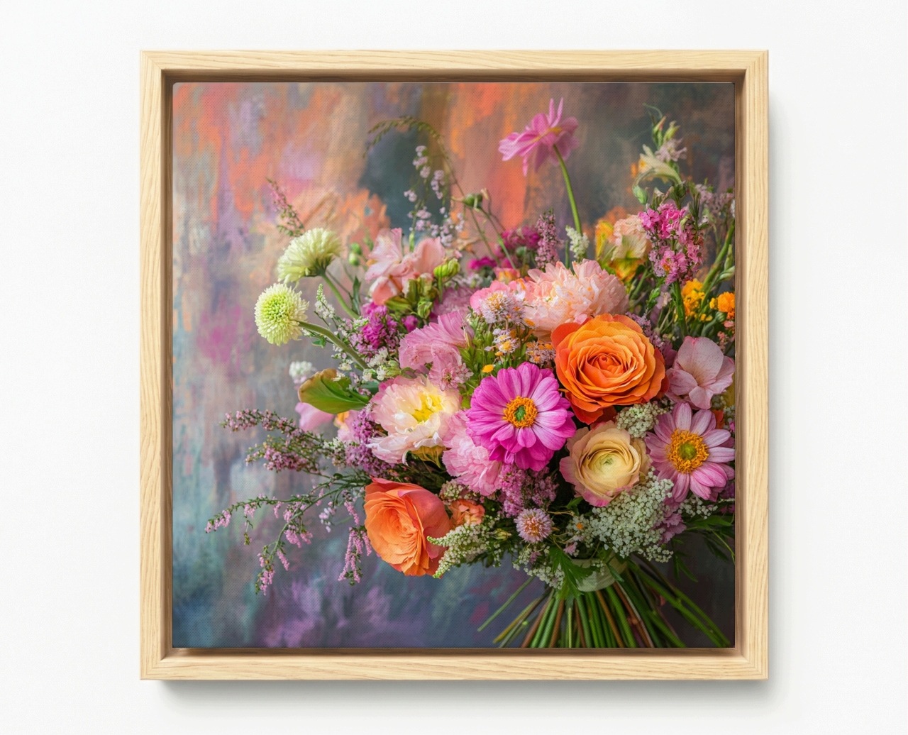 Obraz Rám Americká Krabička Dekorace Barevné Květiny Kytice Vázanka 60x60