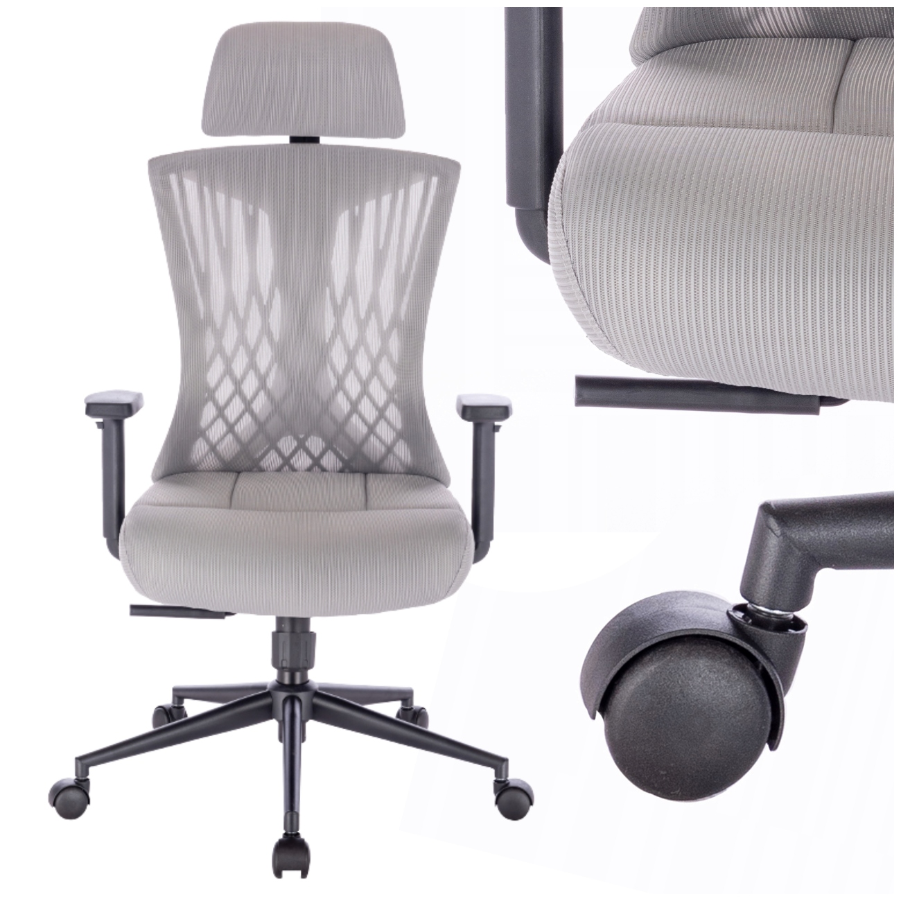 Kancelářská Otočná Židle Ergonomické Síťované Křeslo Šedé Pohodlné Opěradlo