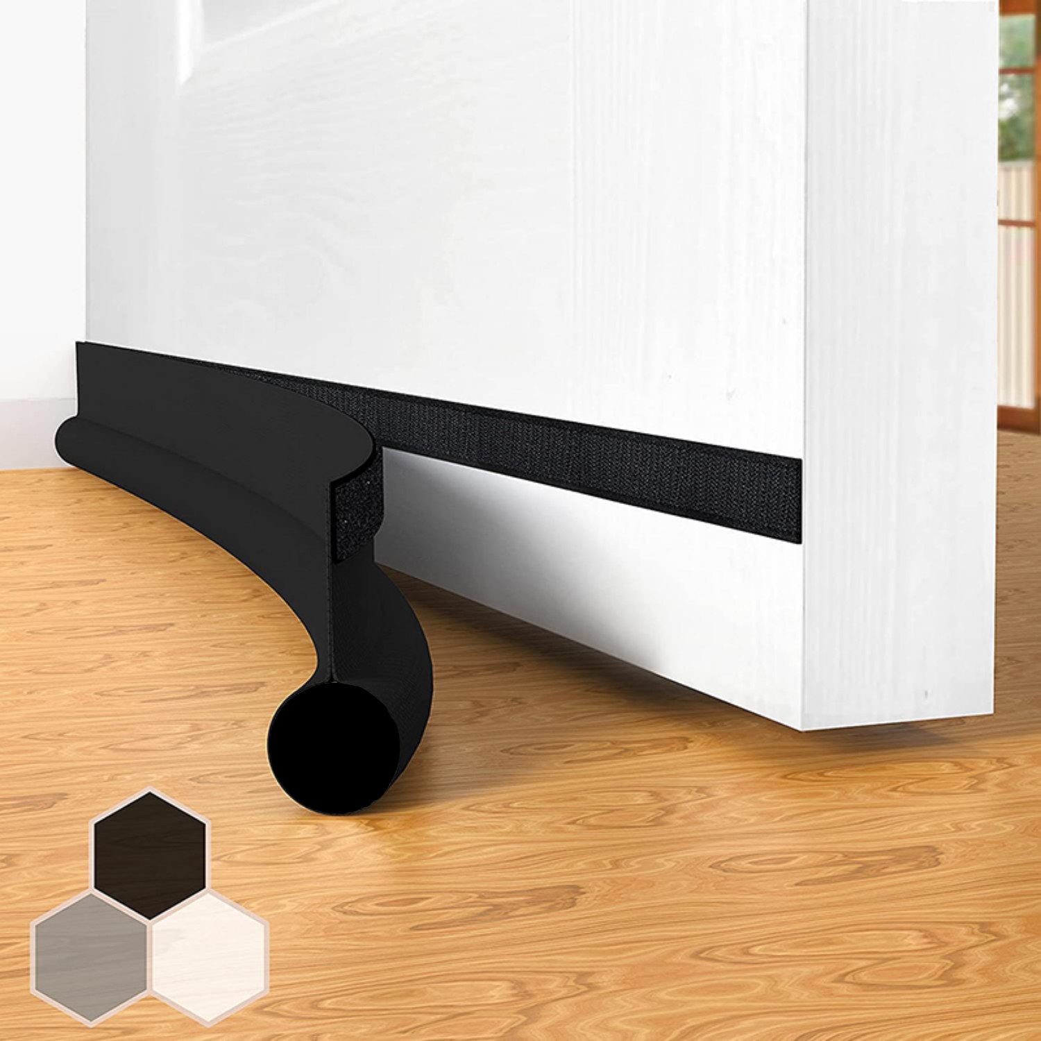 GRUBA USZCZELKA DO DRZWI NA RZEP ANTYPRZECIĄGOWA - CZARNA