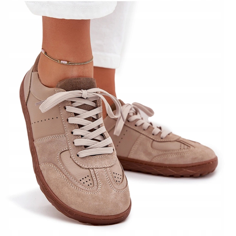Dámské Barefoot Kožené Tenisky N1277S2 Béžové 38