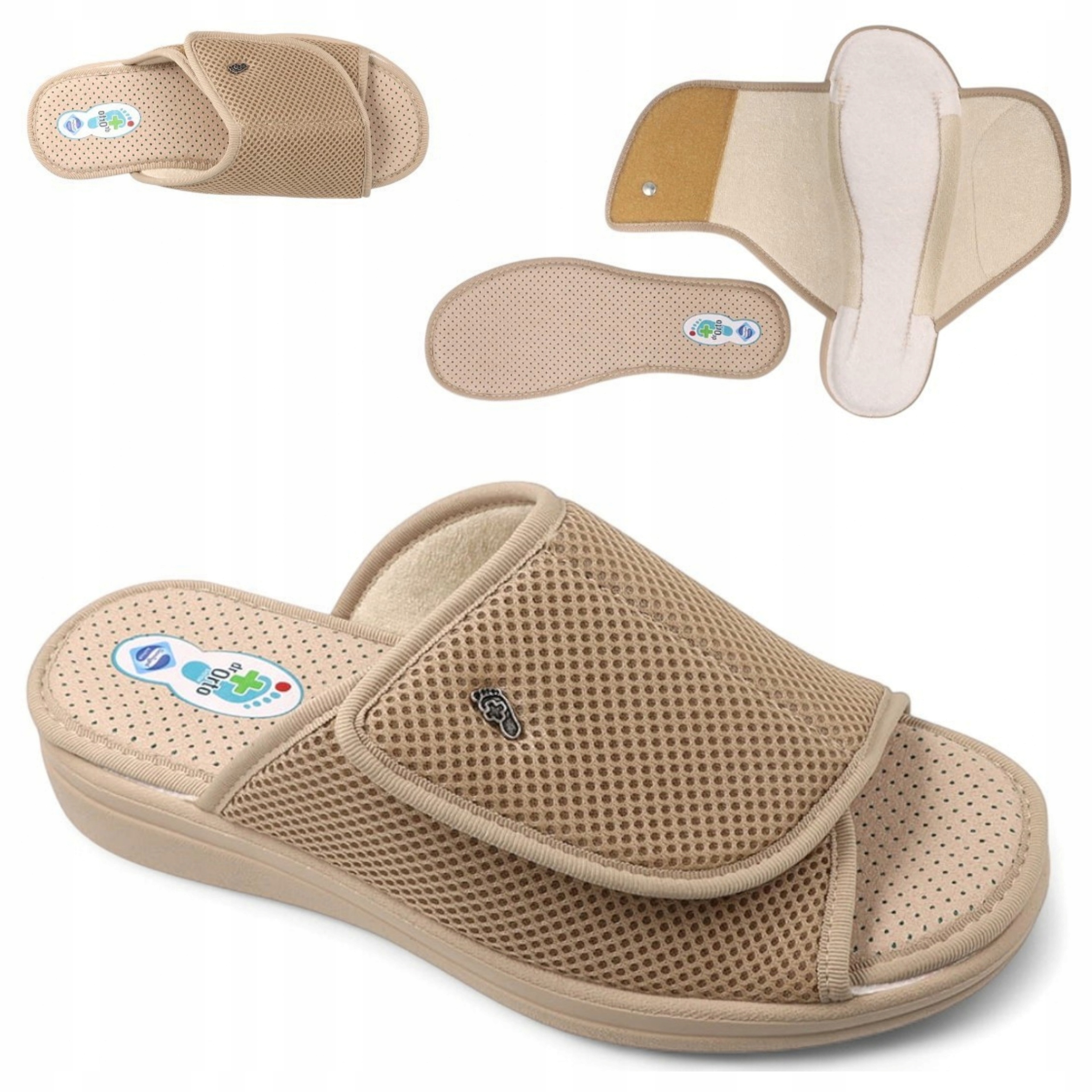 Nazouváky pantofle Papuče na suchý zip 38 Dr Orto Zdravotní béžové