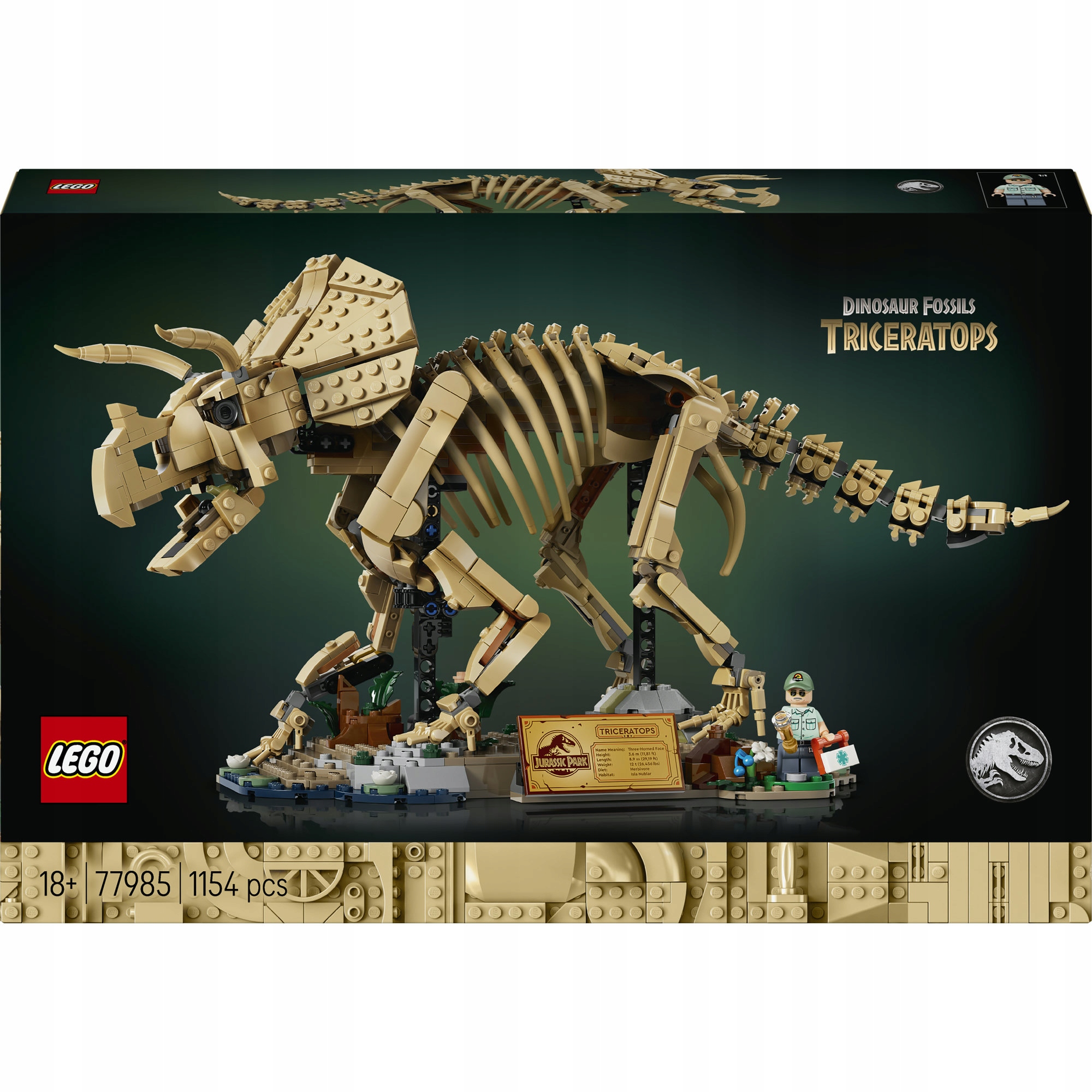 Lego Jurassic World 77985 Kostry dinosaurů: triceratops