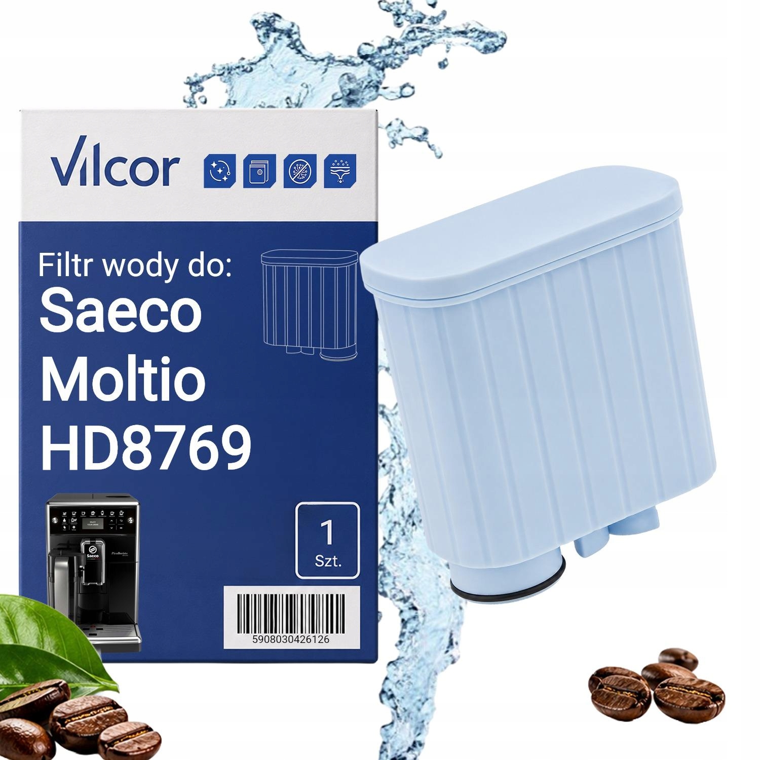 Filtr Do Ekspresu Saeco Moltio HD8769 Ciśnieniowy, Wydajny, Wody, Ochrona