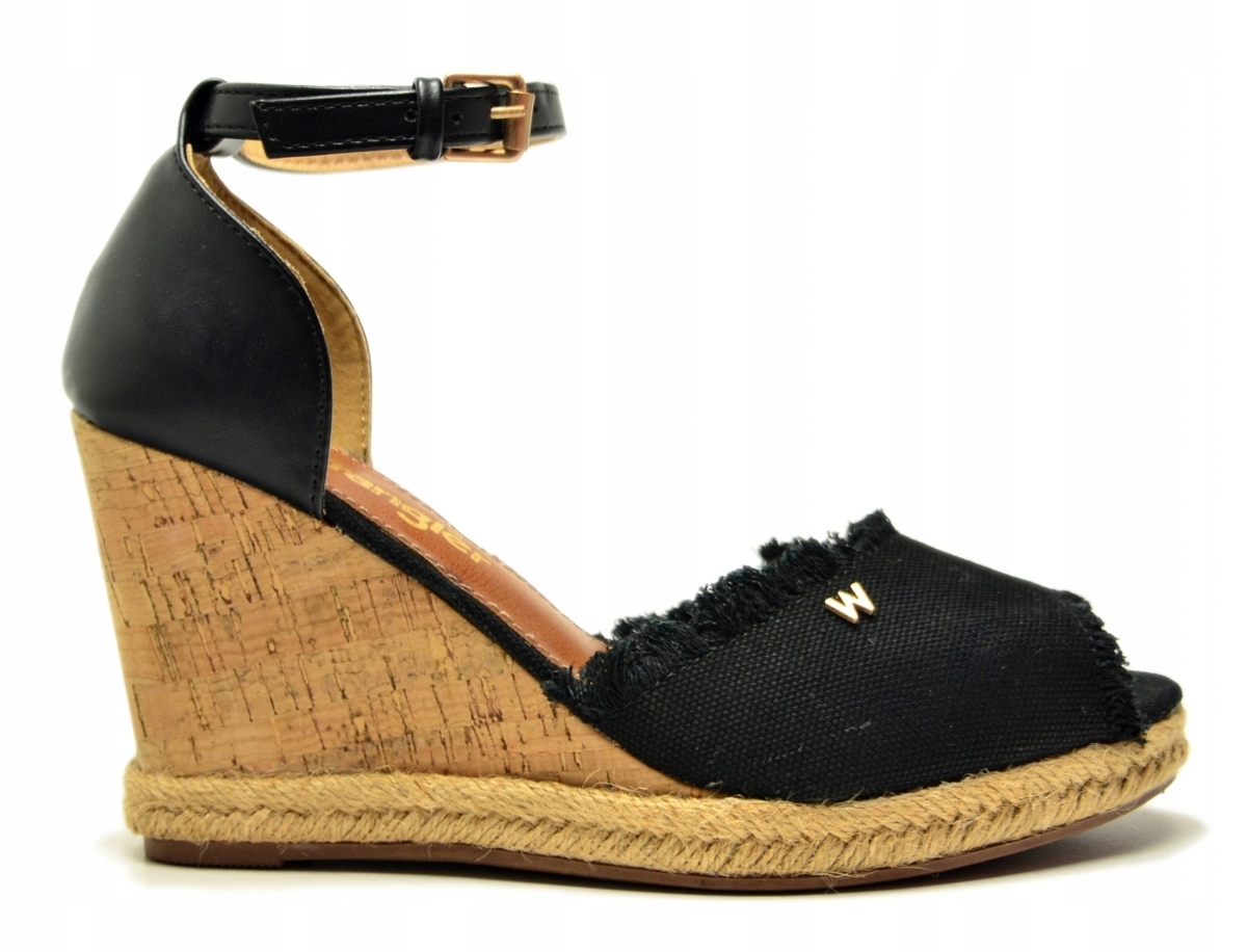 Sandály Wrangler 38 Loretta espadrilky černé na podpatku dámské