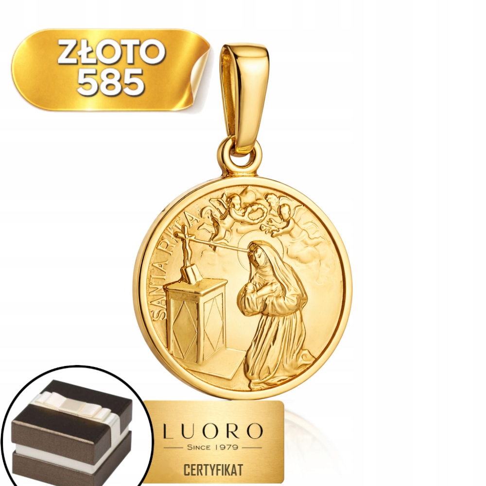 Zlatý Medailon 585 Žlutý Vánoční Rita 22 MM Elegantní Dárek