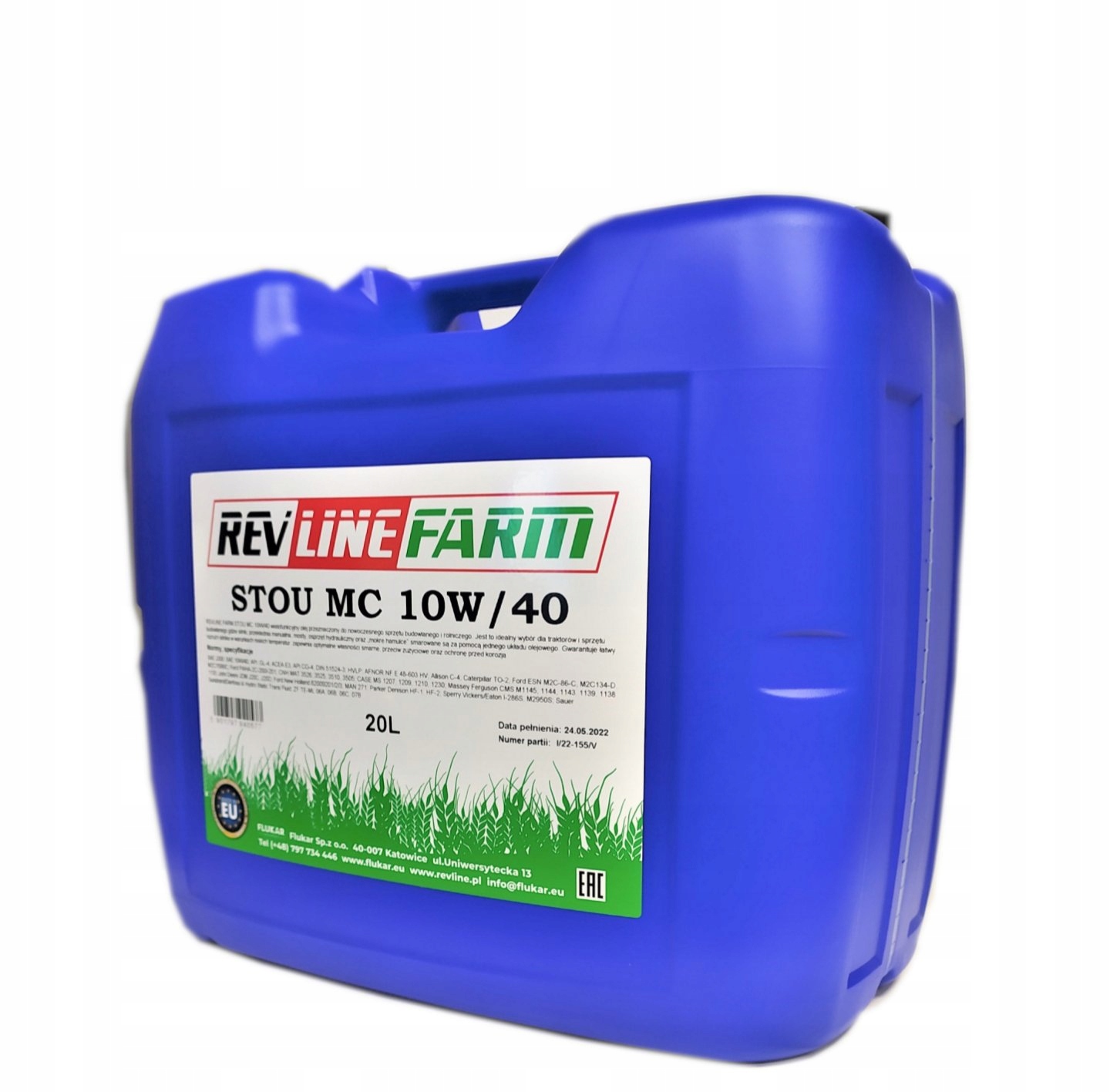 REVLINE FARM STOU MC 10W40 20L. Pojemność opakowania 20 l