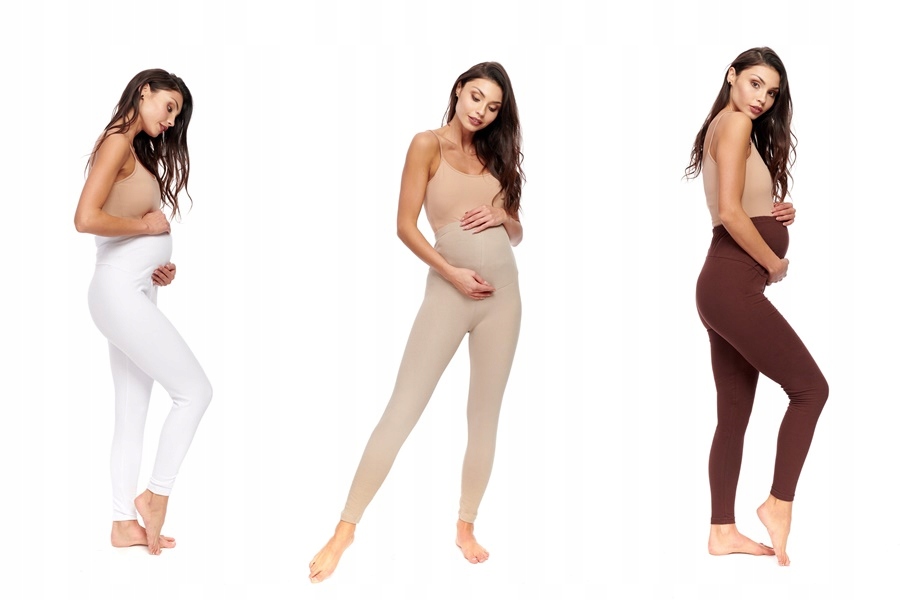 LEGGINSY GETRY CIĄŻOWE BAWEŁNIANE Z PANELEM 2XL Wzór dominujący bez wzoru