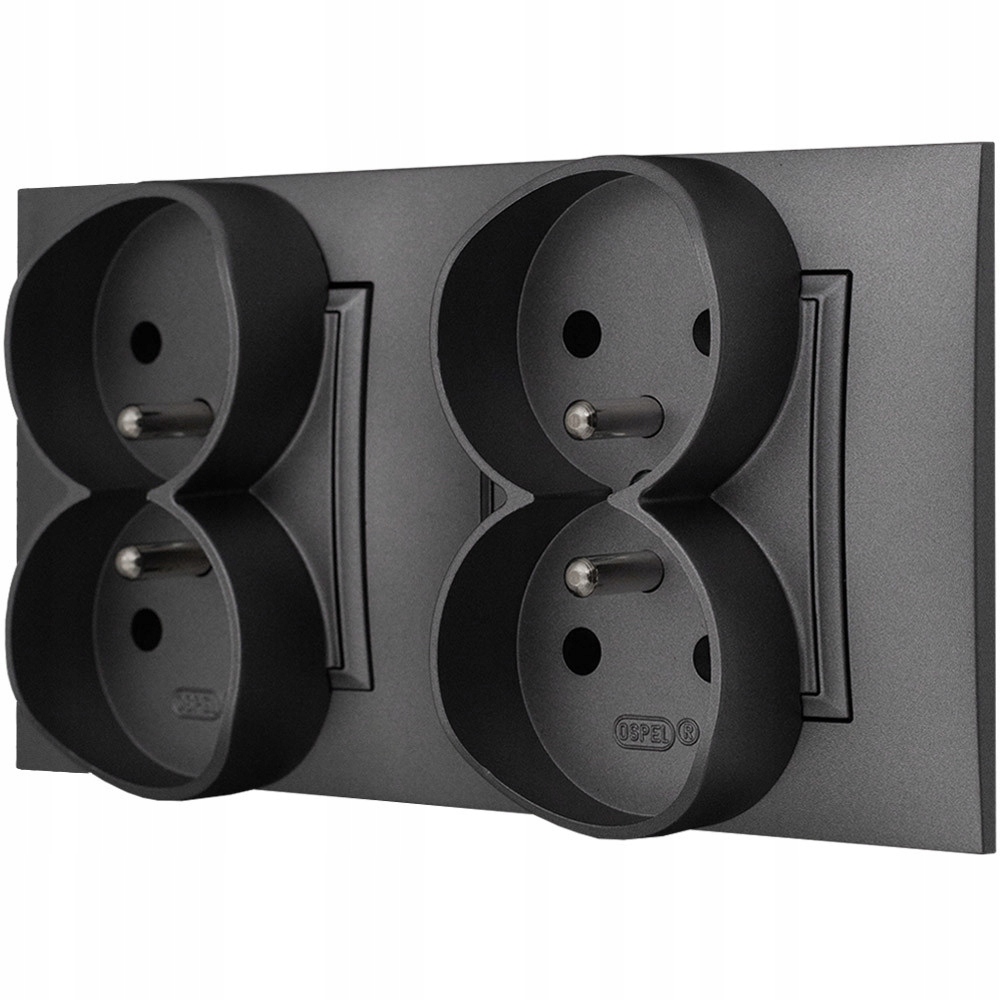 Gniazdo gniazdko poczwórne 2x podwójne pokojowe ścienne SZARY ARIA