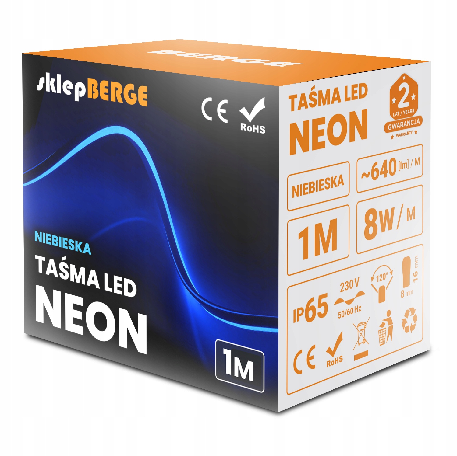 

Taśma Led 230V 8W IP68 Neon Niebieski 1 metr