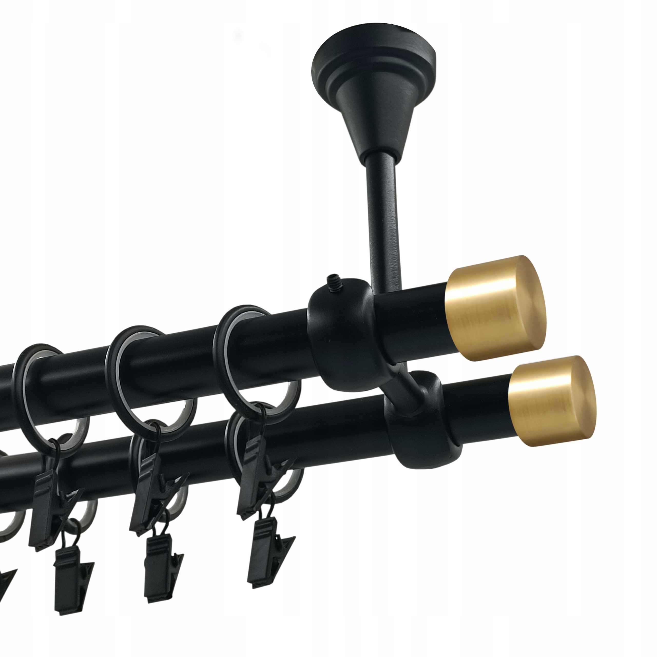 Garnýž dvojitá Kovový Stropní 19+19 Černý Mat 120cm Luna Gold