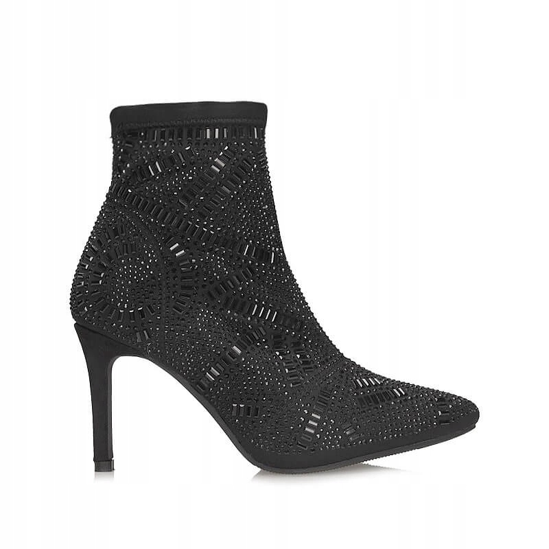 Elegantní kotníkové boty na podpatku s lesklými kameny S.Barski HY51-161