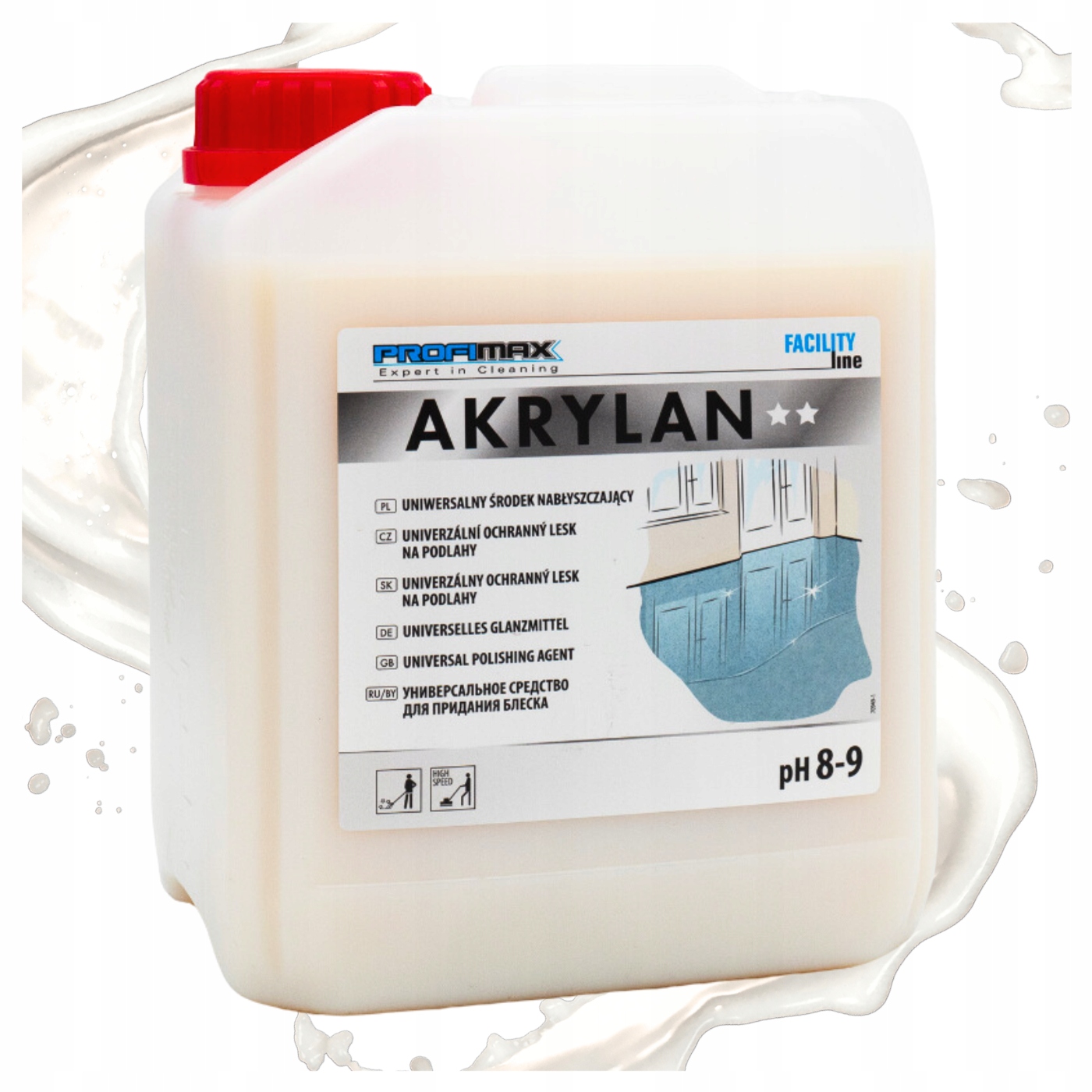 Płyn do Nabłyszczania Posadzek Akrylan Uniwersalny Pvc Linoleum Kamień 5L