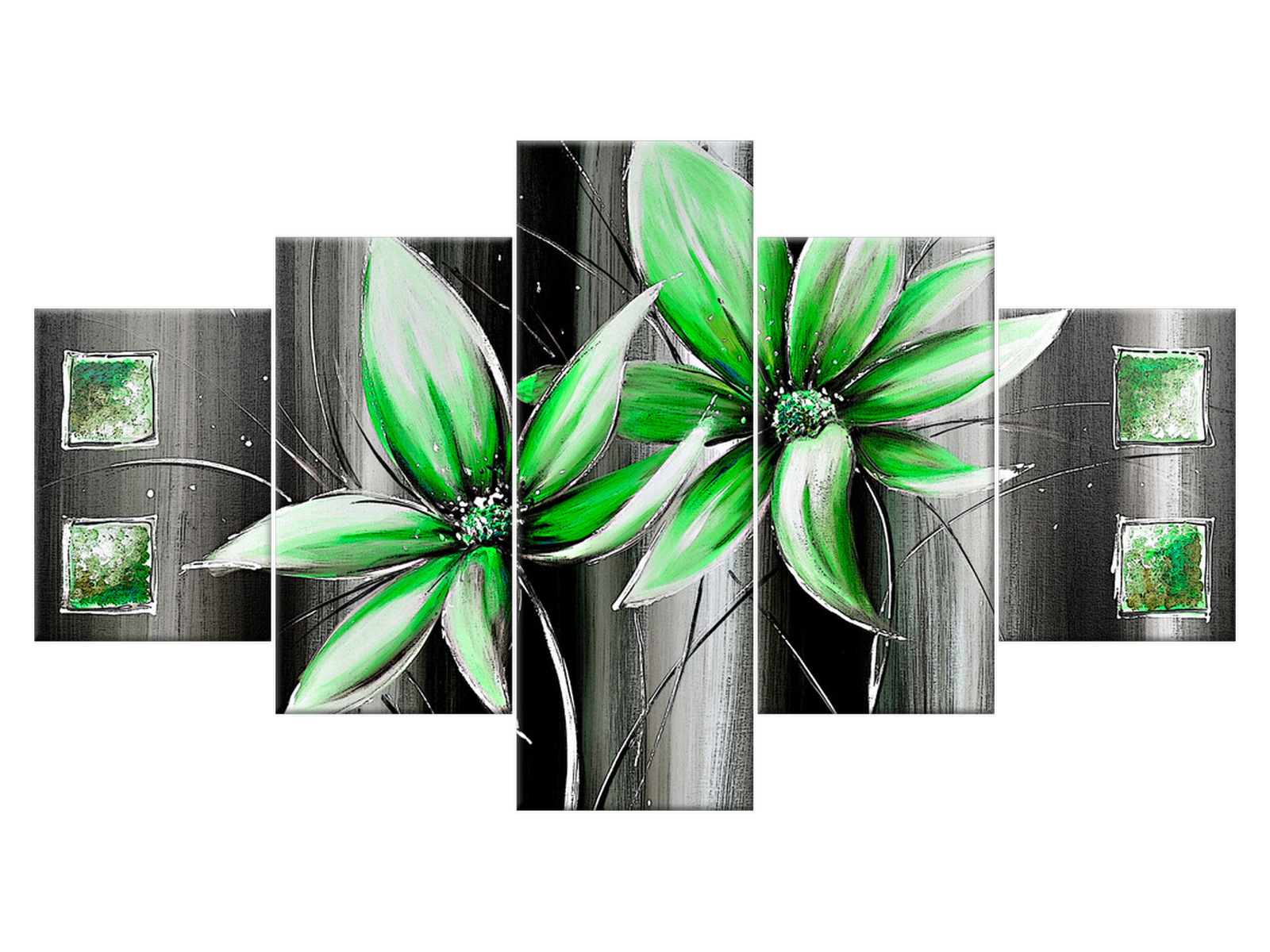 

Obraz 125x70 Vintage Retro Kwiaty na zielono