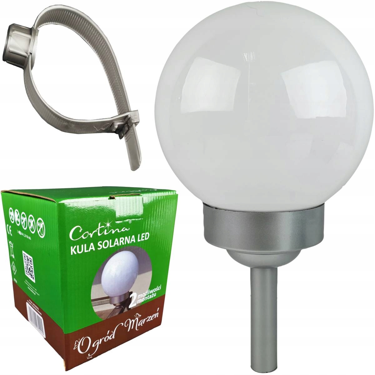

Lampa Ogrodowa Led Solarna kula biała 14 CM 2w1