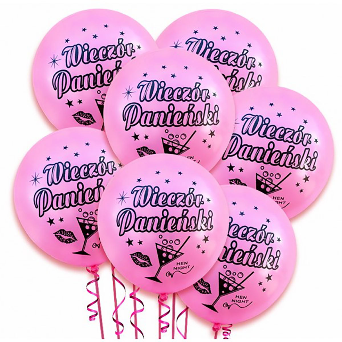 Воздушный шар розовый Коктейль Девичник 5 шт.