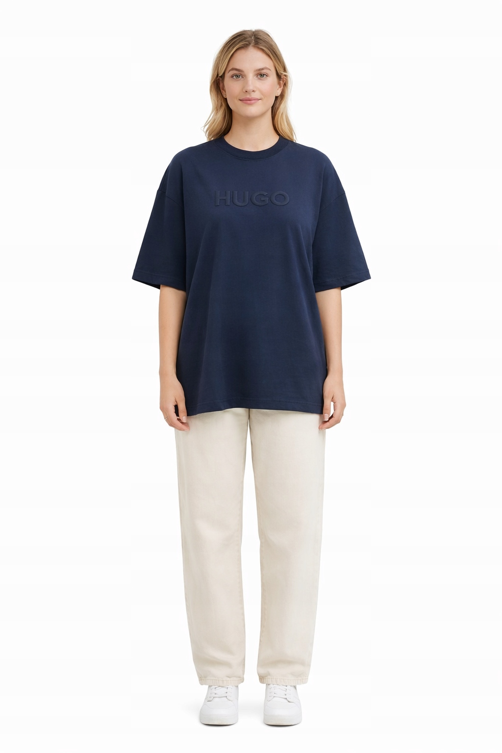 Hugo Tmavě Modré Bavlněné Tričko S Aplikací Loga S I3C