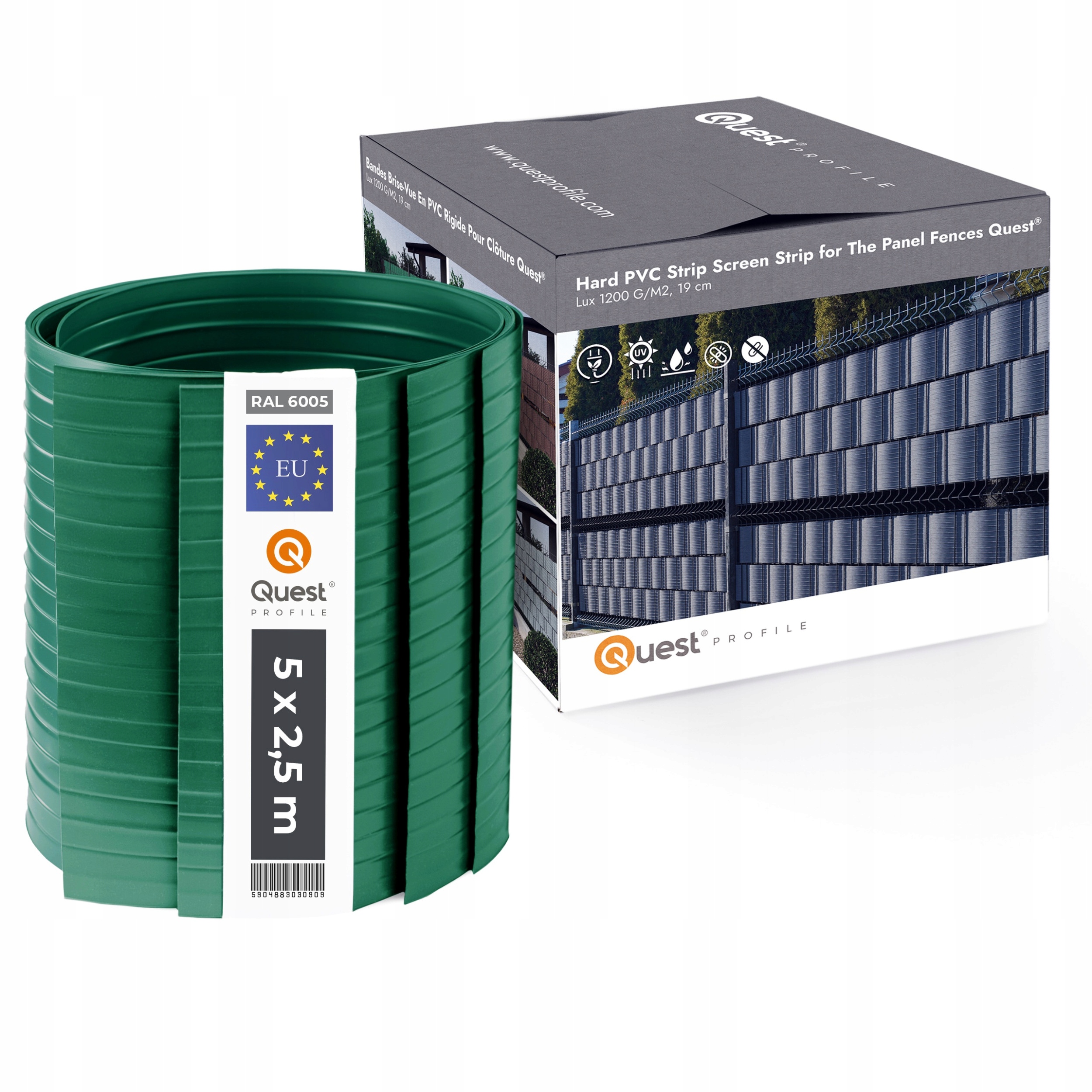 Stínící panelové pásy Silná 900 g/m2, 19 Cm Zelená, 5x2,5 m, ustřižené pásy