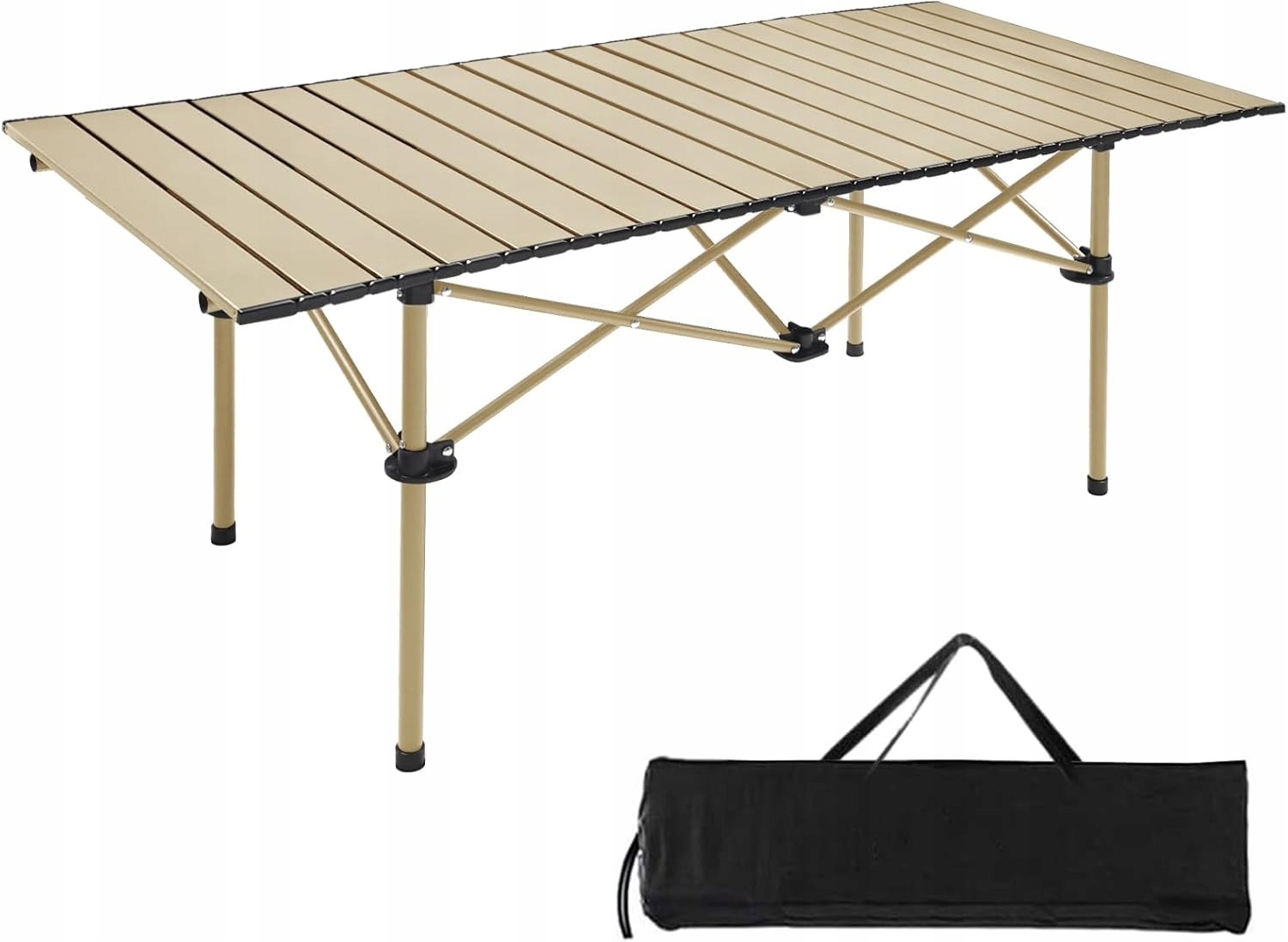 Składany stół kempingowy aluminiowy 120x55 cm z torbą beżowy Joyart