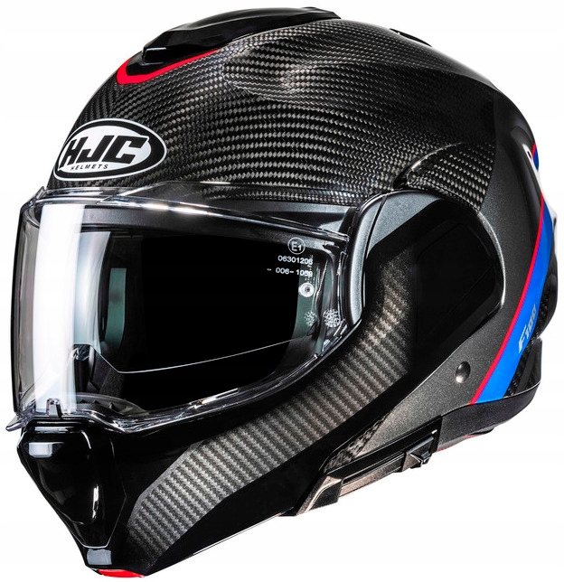 Hjc F100 Carbon Stan Black Blue Kask Motocyklowy Szczękowy L