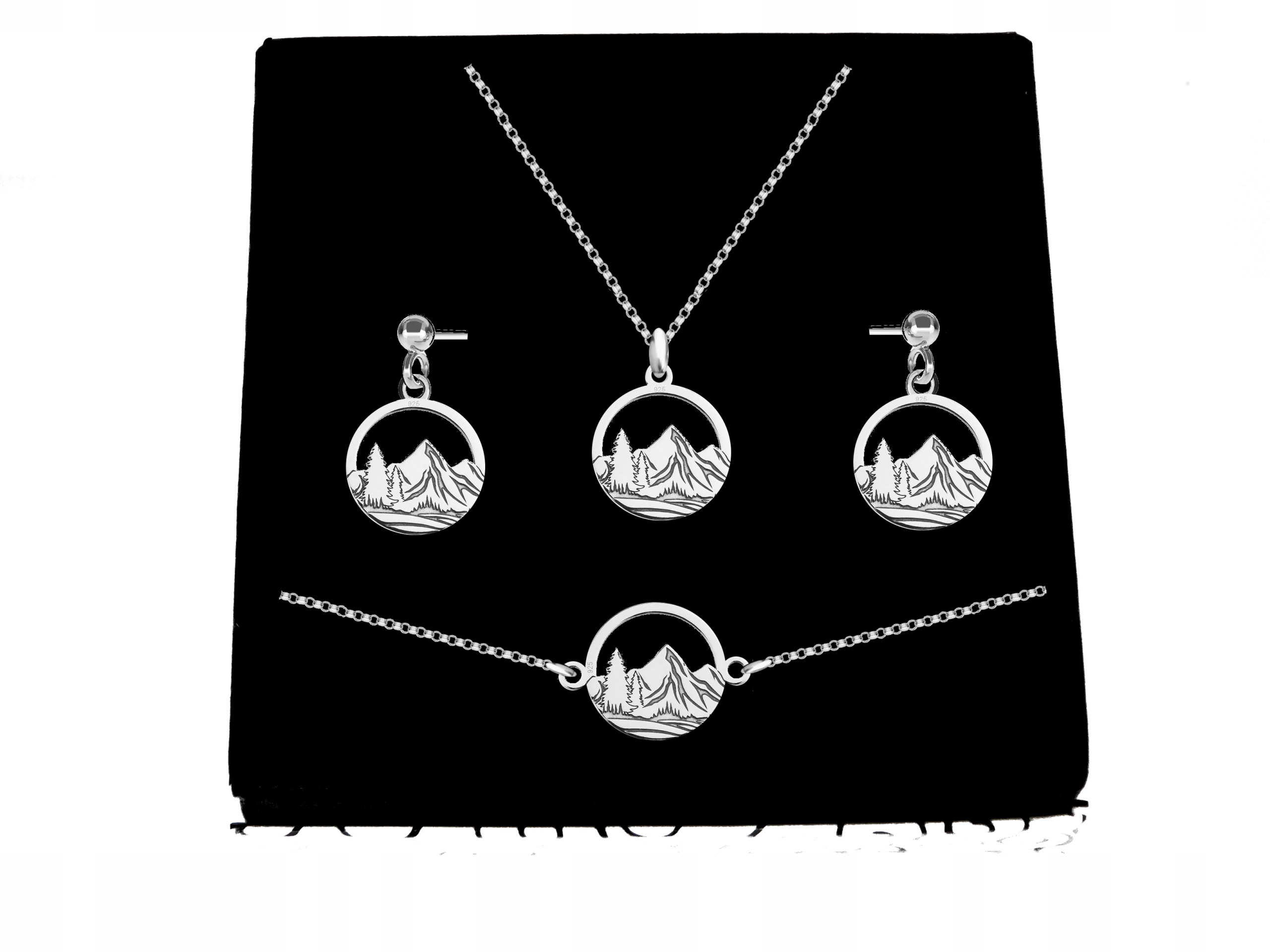 

Srebrny Komplet Celebrytka Góry srebro 925