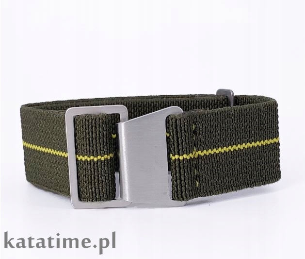 Gumowy pasek do zegarka Nato parachute strap 22 mm ciemnozielony khaki