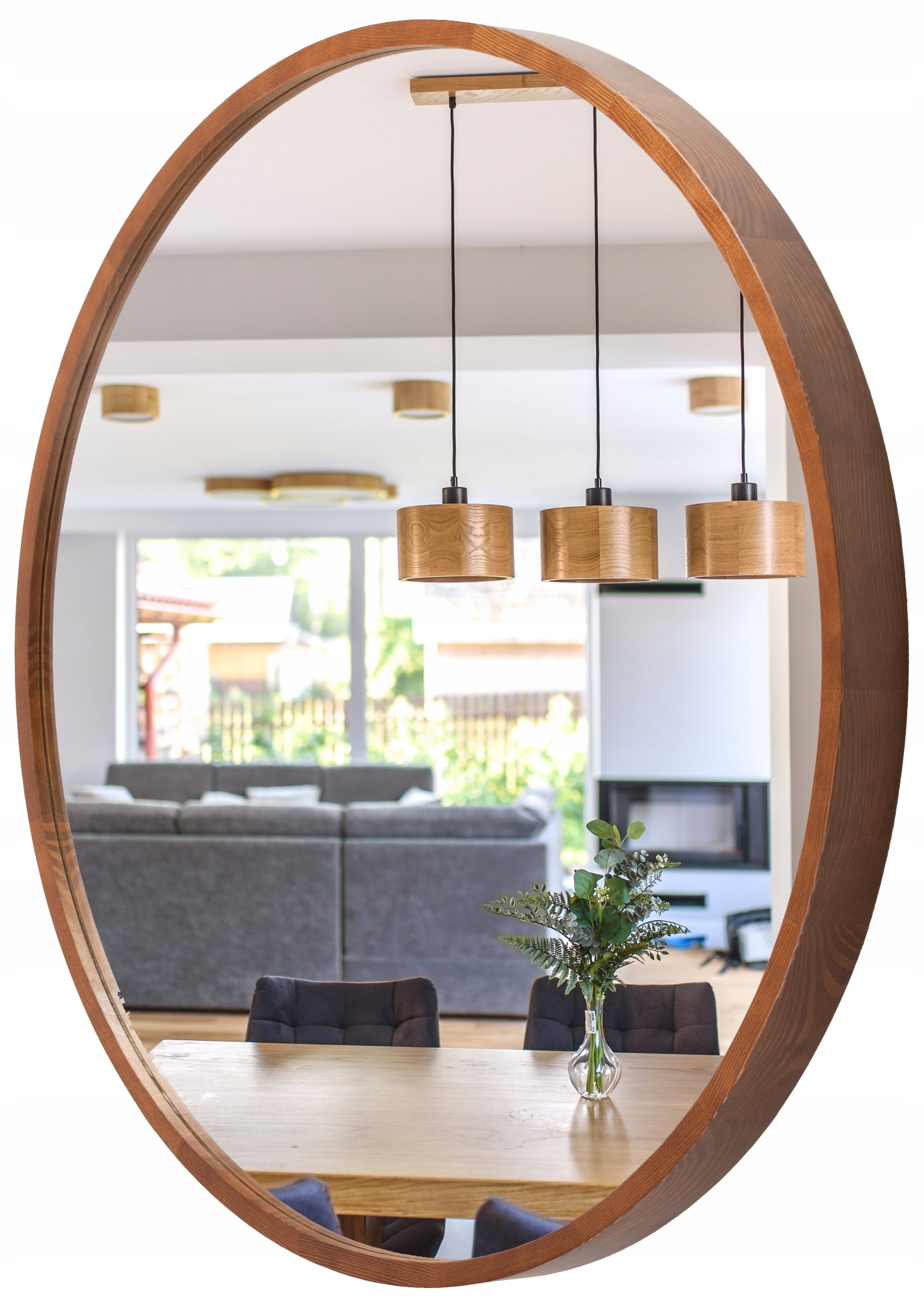 Kúpeľňové zrkadlo Leja okrúhle fi800 Orech v drevenom ráme, Stylové