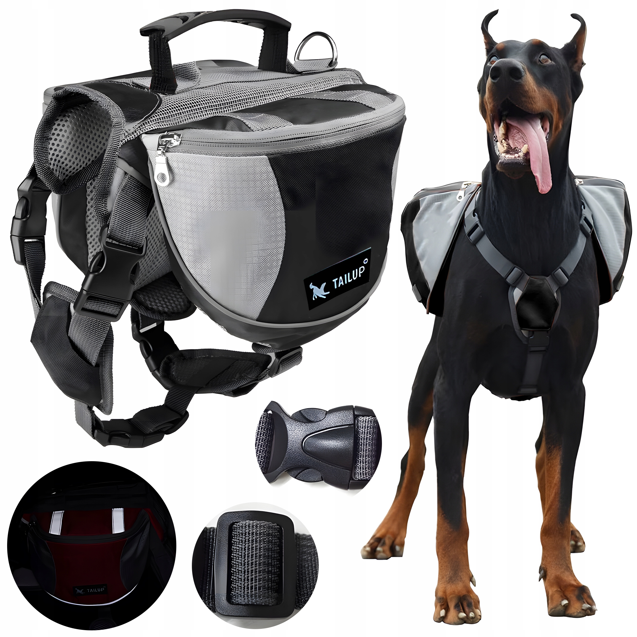 Levně Batoh Pro Psa Trekkingová taška Postroj s regulací Pochoutky Juki 7,5-18KG