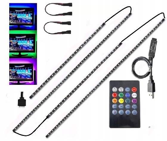 

Taśma Led Rgb 5V Usb Podswietlenie Tv Muzic 3M