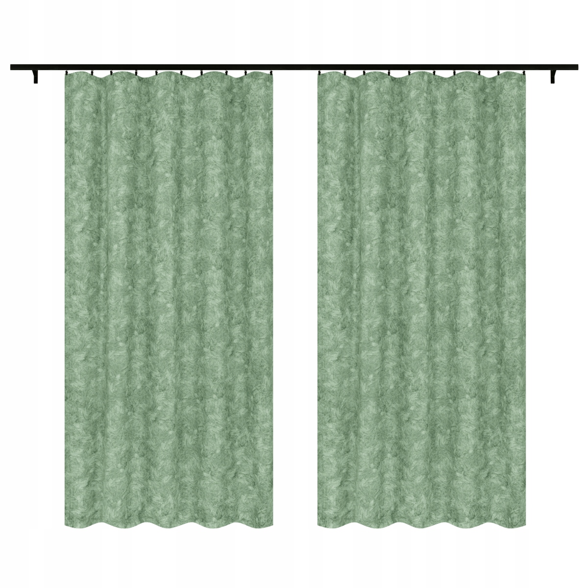 Závěsy Hotové S Řasicí Páskou 140X230 Zelený Kamenný Vzor 2 Kusy Žabky