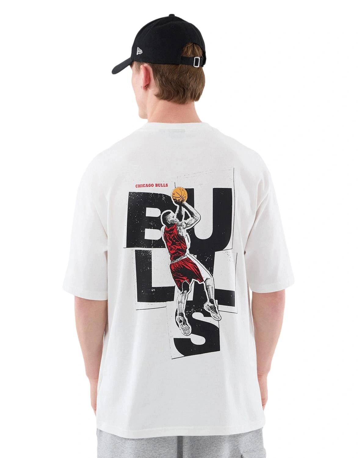 Tričko pánské New Era tričko Chicago Bulls nba bavlněné bílé oversize