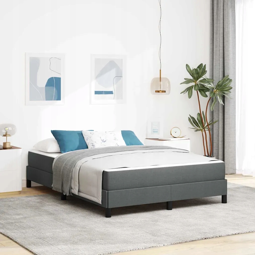 vidaXL Postel s boxspringem s matrací Tmavě šedá 140 x 190 cm textil