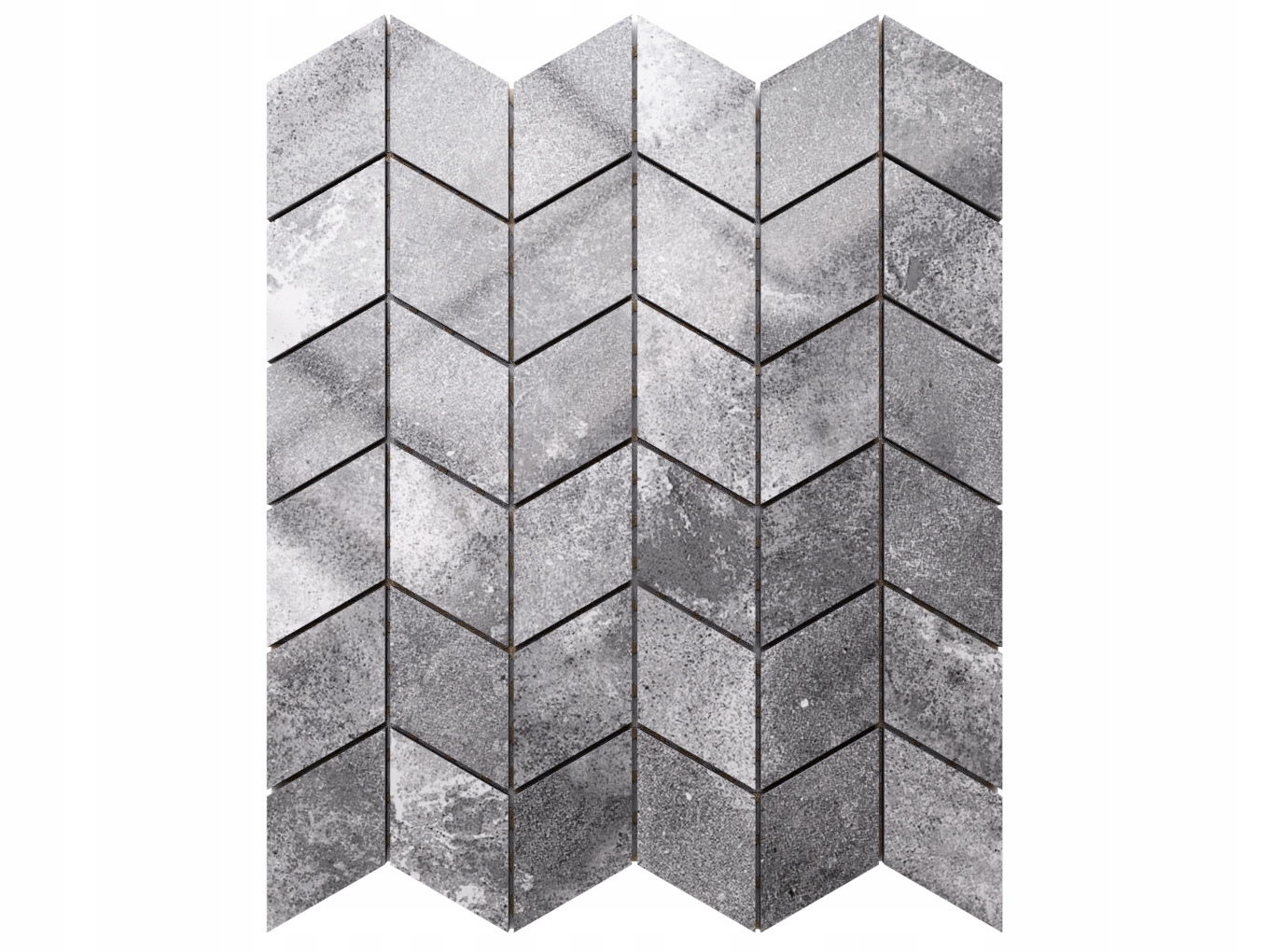 MOZAIKA GRESOWA CHEVRON ROMB CIEMNA SZARA POŁYSK