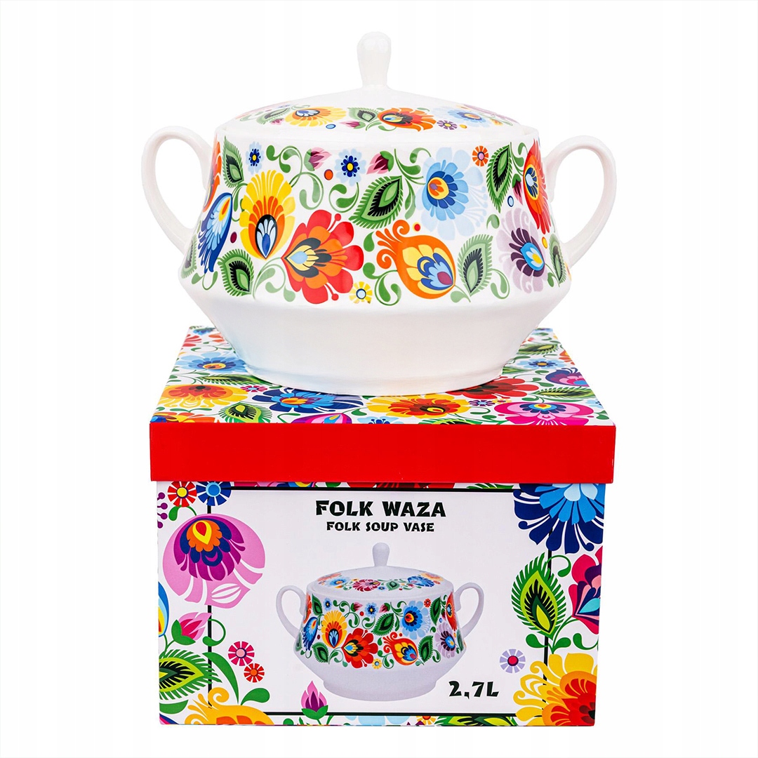 Polévková mísa Wanda – 2,7 l, porcelán, v dárkové krabičce, lidové květy