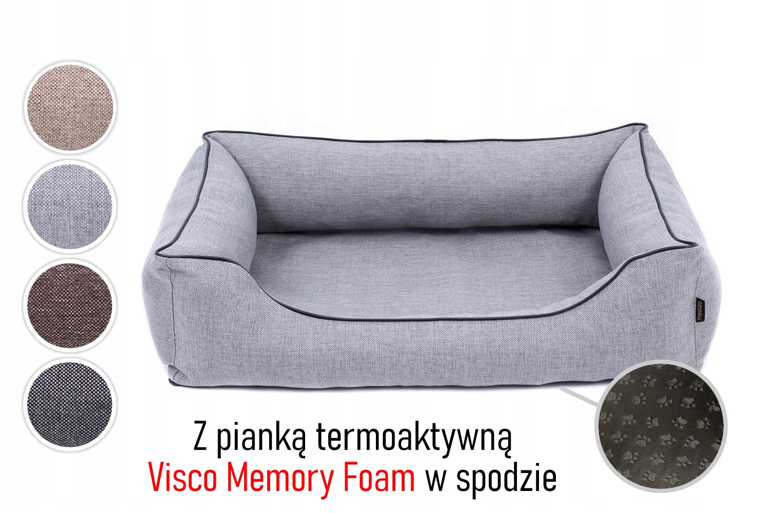 Legowisko dla psa Sofa Ma Ortopedyczne 65x50 jasnoszary/czarny Produkt Pl