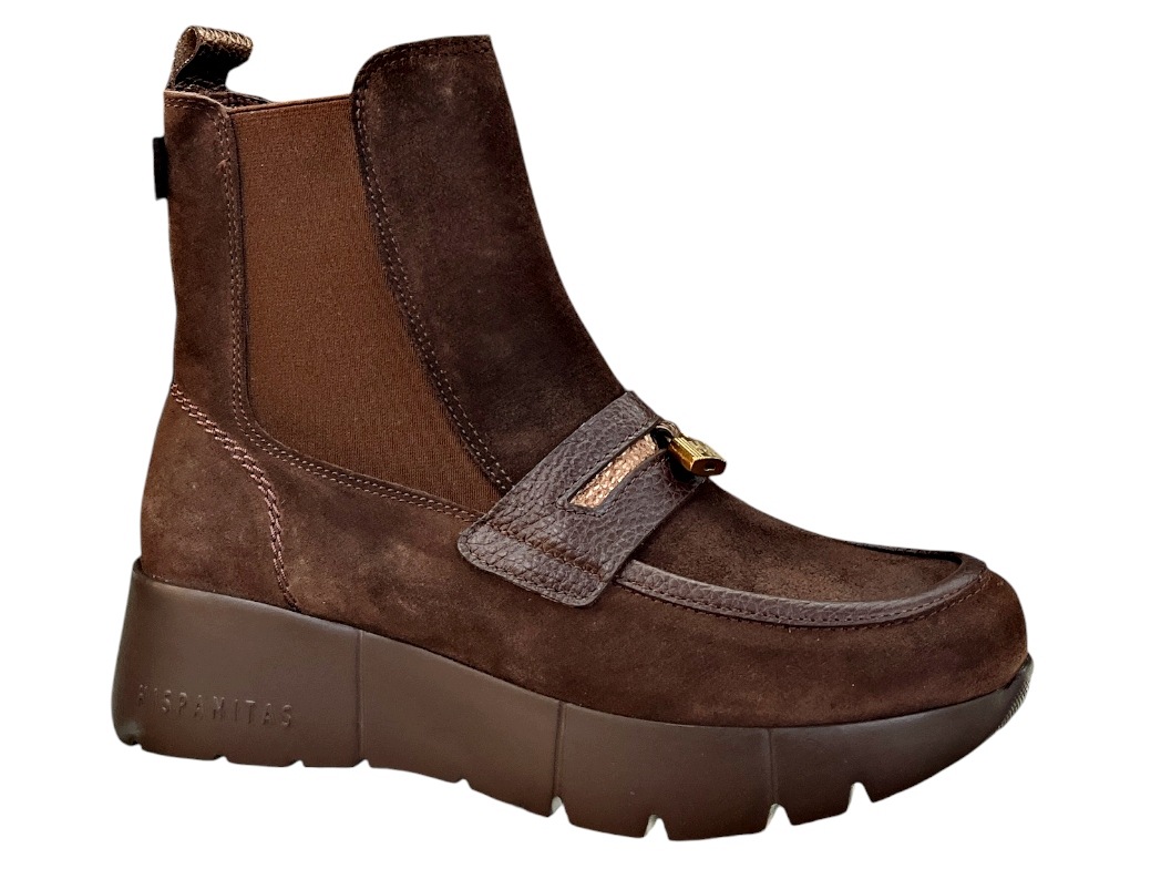 Dámské Kotníkové Boty Hispanitas HI265153 Velour Bronz Espresso Platforma 36