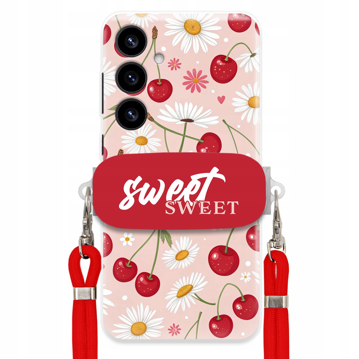 Puzdro pre Samsung S25 Plus Červené vodítko držiak Sweet Sweet Kvet čerešne