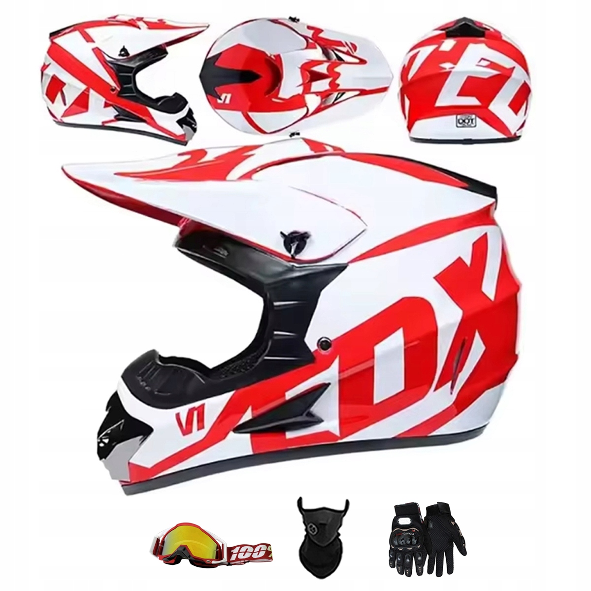 Motocyklová Přilba Lehká Enduro Quada Brýle Rukavice Maska XL