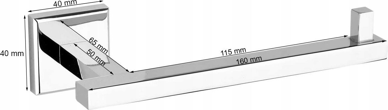 UCHWYT NA PAPIER TOALETOWY ŚCIENNY FALA QUAD CHROM Szerokość produktu 16 cm